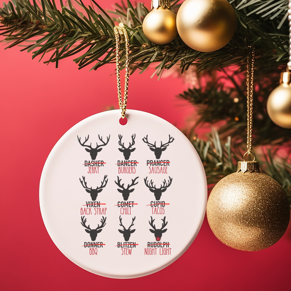 Santa's Reindeer Cuts of Meat Ornament| Gift For Hunters