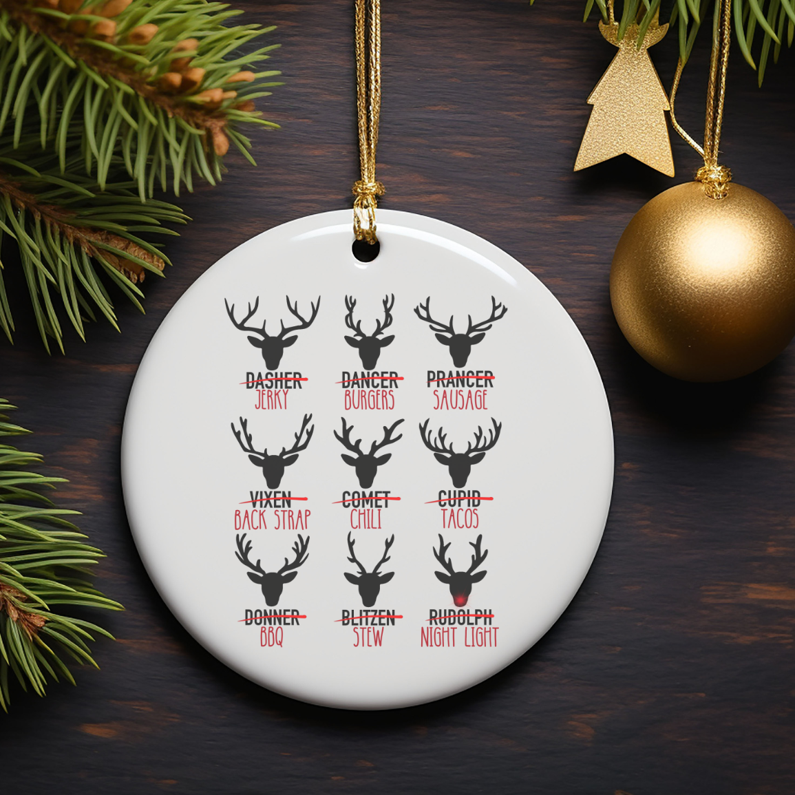 Santa's Reindeer Cuts of Meat Ornament| Gift For Hunters