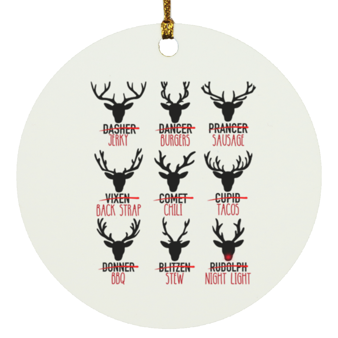 Santa's Reindeer Cuts of Meat Ornament| Gift For Hunters