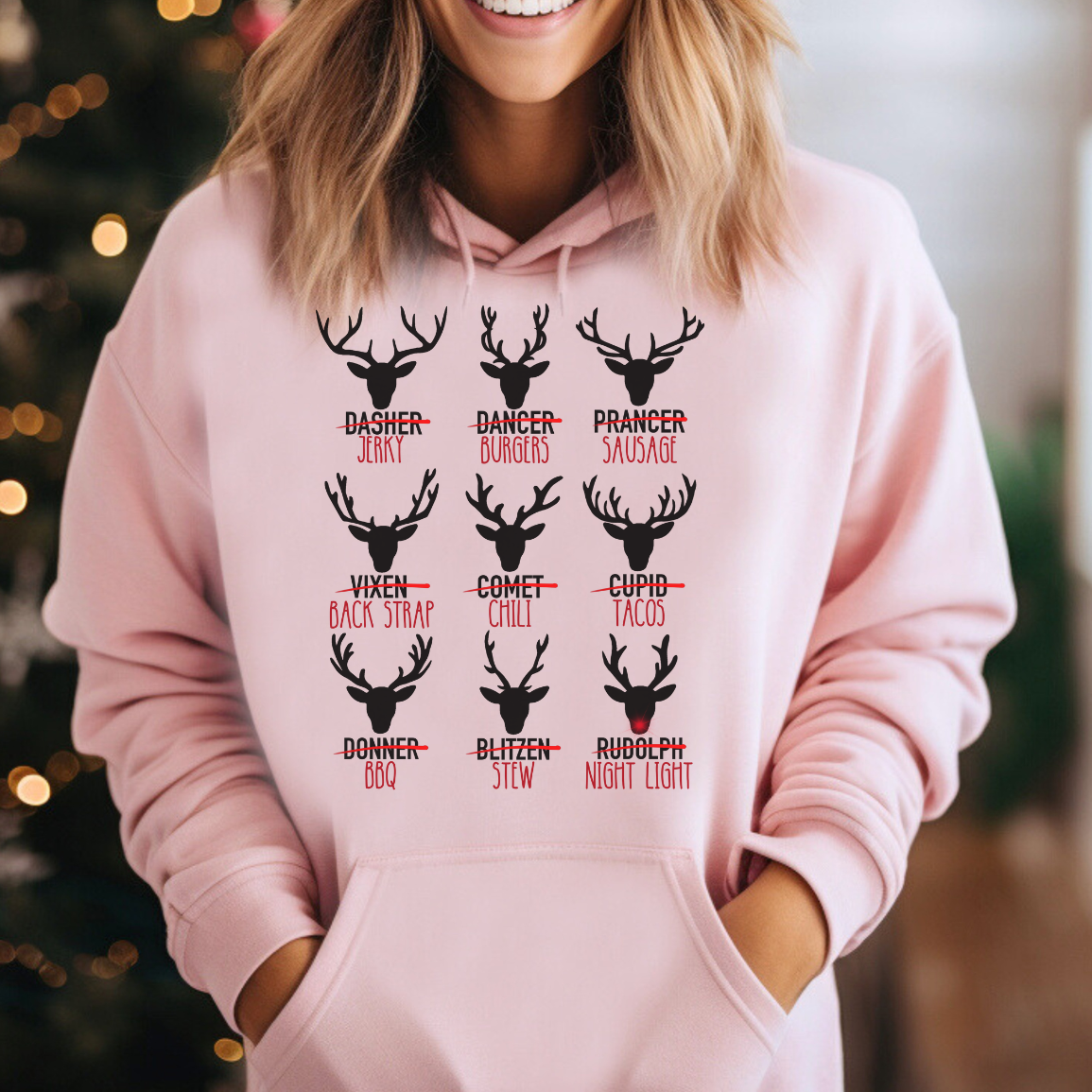 Santa's Reindeer Cuts of Meat Hoodie| Gift For Hunter