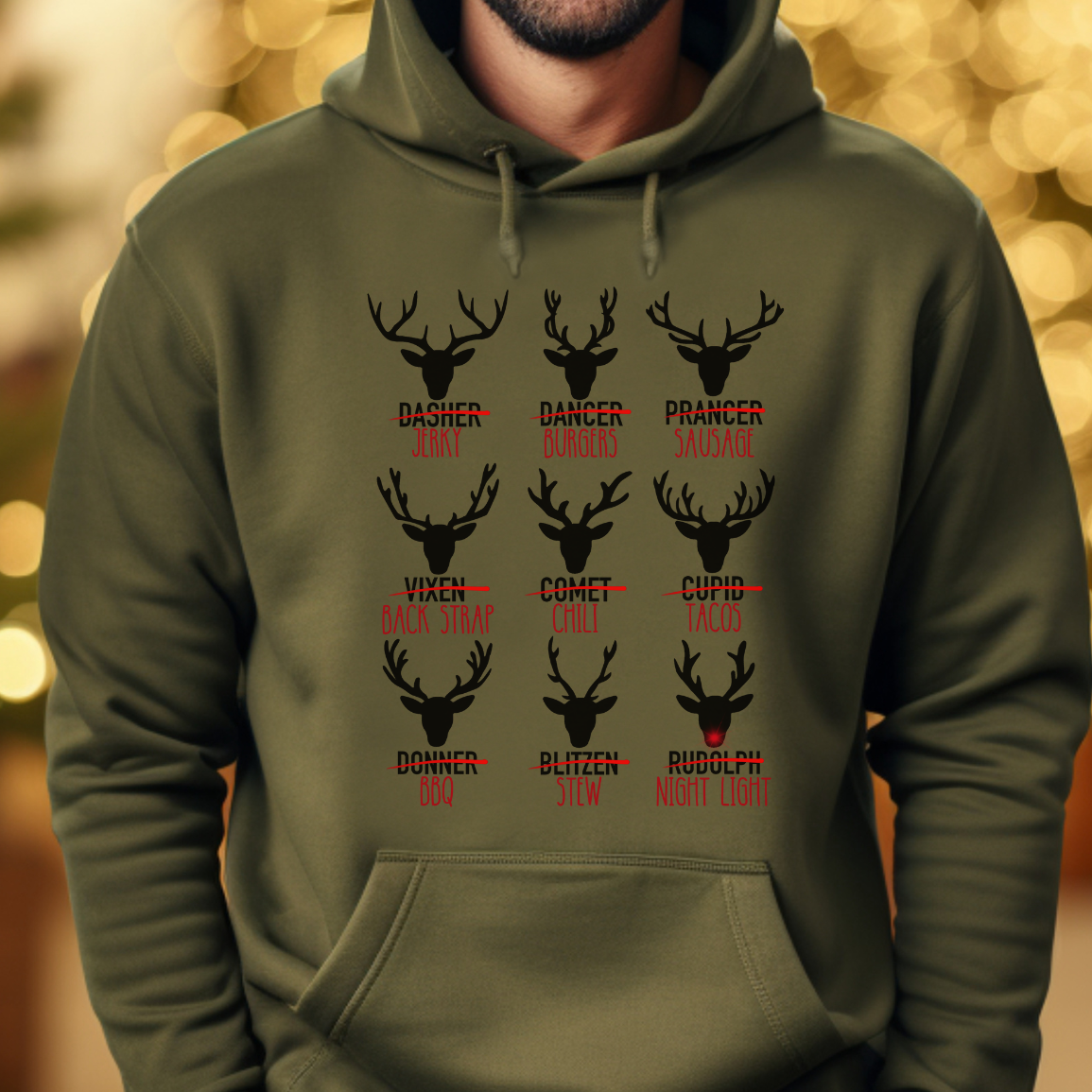 Santa's Reindeer Cuts of Meat Hoodie| Gift For Hunter