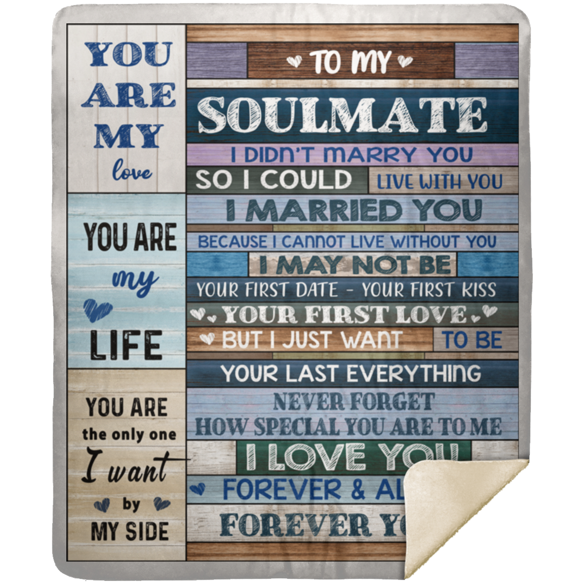 To My Soulmate/Soulmate Gift- Blue/Grey Collage: Premium Mink Sherpa Blanket 50x60