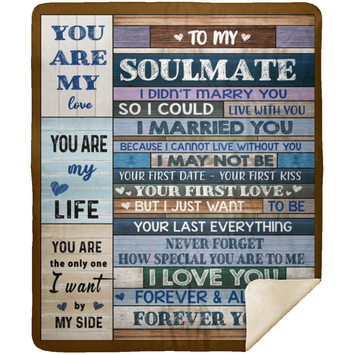 To My Soulmate/Soulmate Gift- Blue/Grey Collage: Premium Mink Sherpa Blanket 50x60