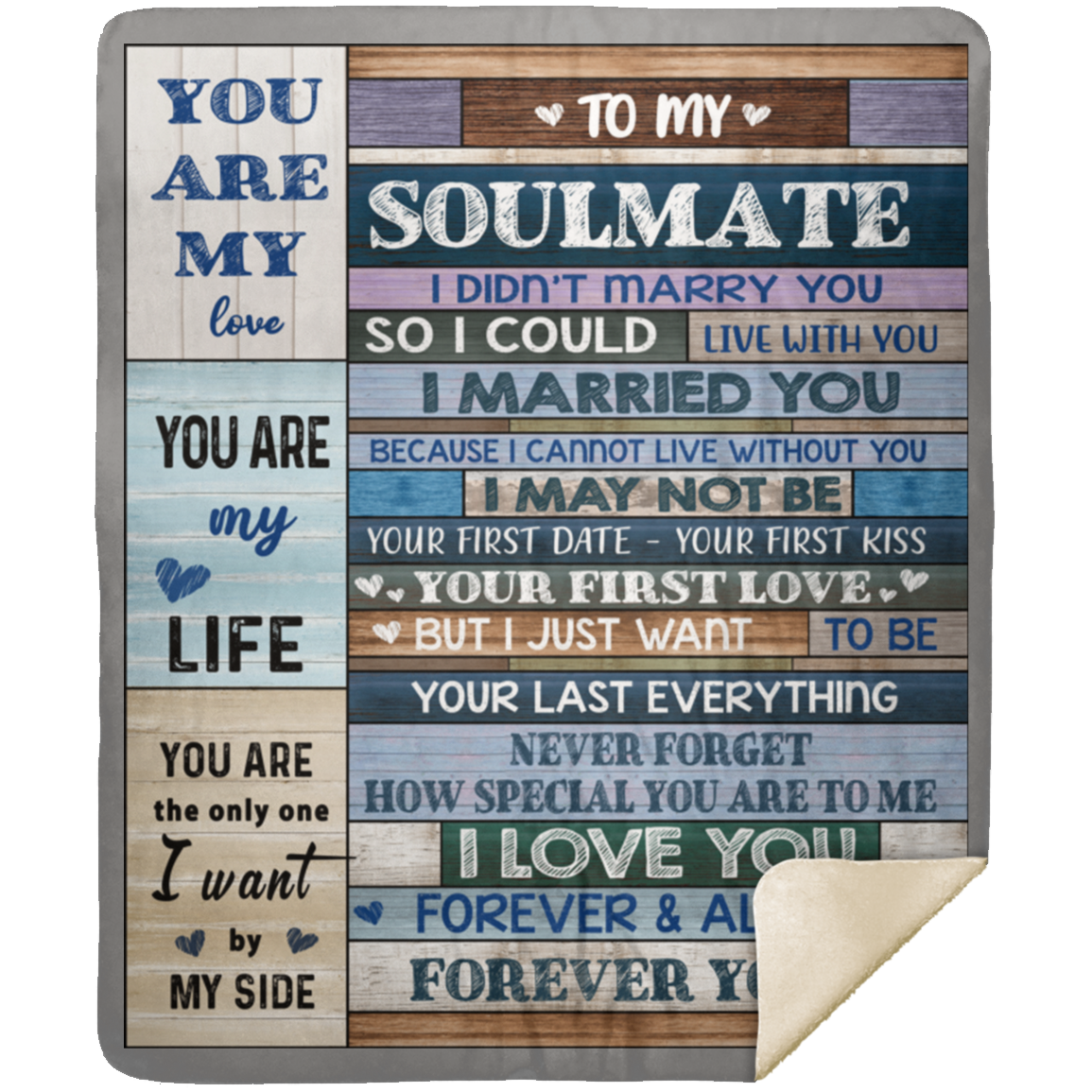 To My Soulmate/Soulmate Gift- Blue/Grey Collage: Premium Mink Sherpa Blanket 50x60