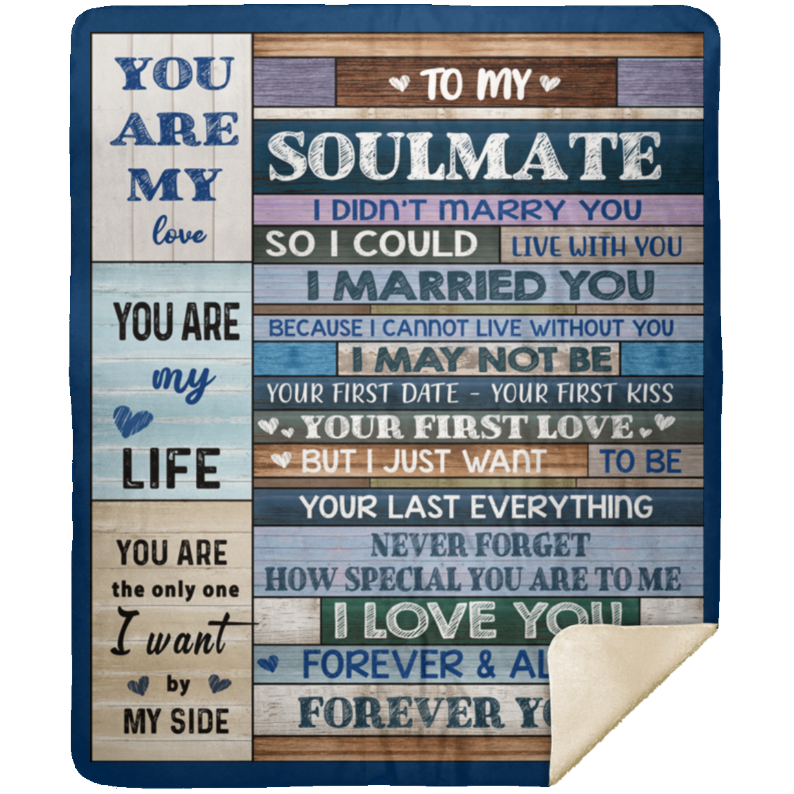 To My Soulmate/Soulmate Gift- Blue/Grey Collage: Premium Mink Sherpa Blanket 50x60