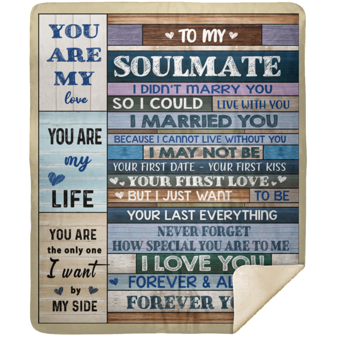 To My Soulmate/Soulmate Gift- Blue/Grey Collage: Premium Mink Sherpa Blanket 50x60