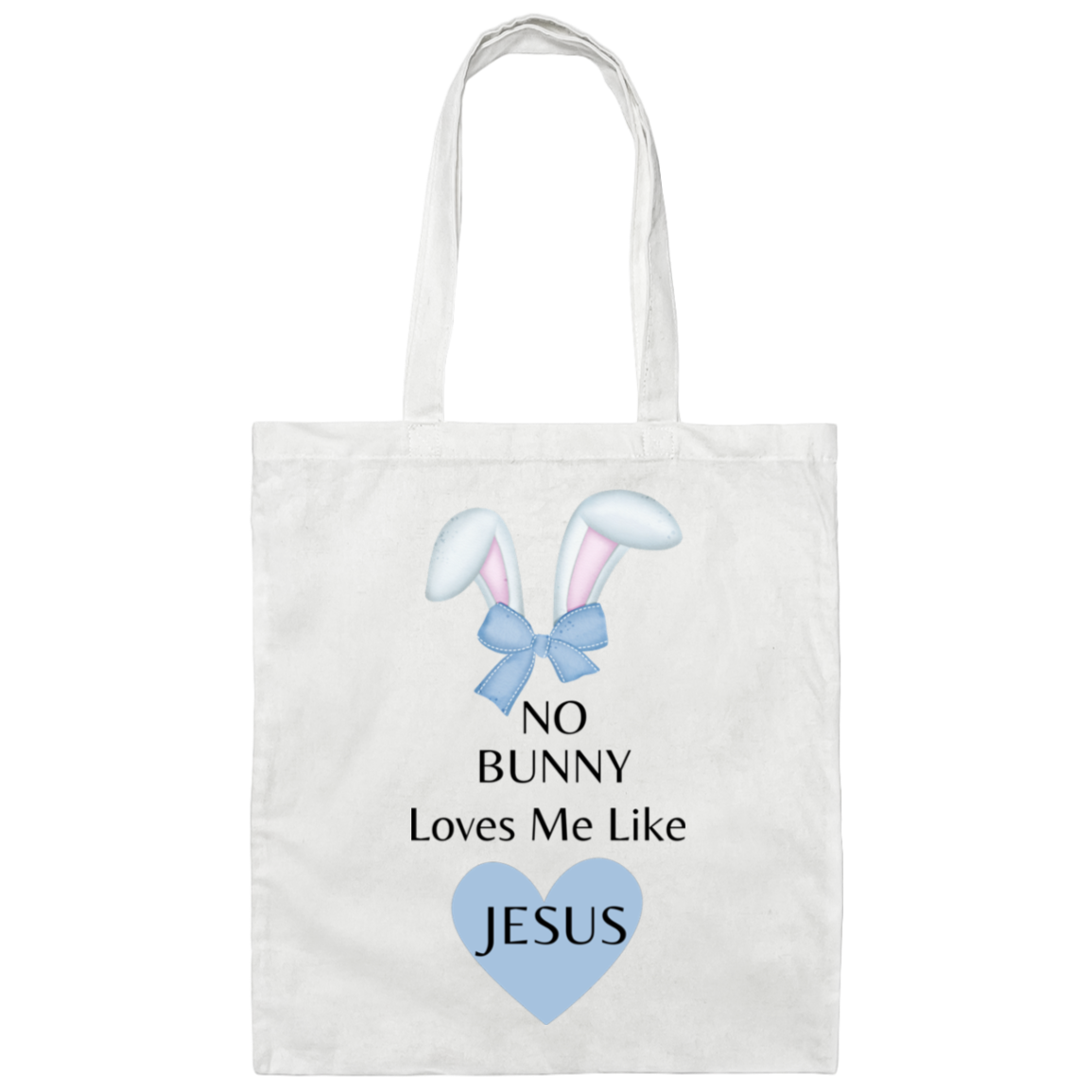 No Bunny Loves Me Easter Canvas Tote Bag (Blue)