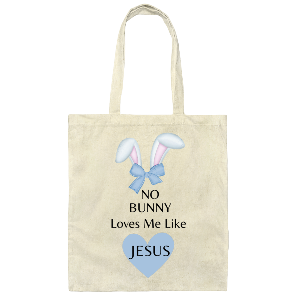 No Bunny Loves Me Easter Canvas Tote Bag (Blue)