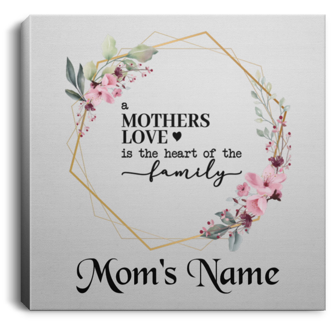 Mother Love Square Canvas .75in Frame (Floral Hexagon)