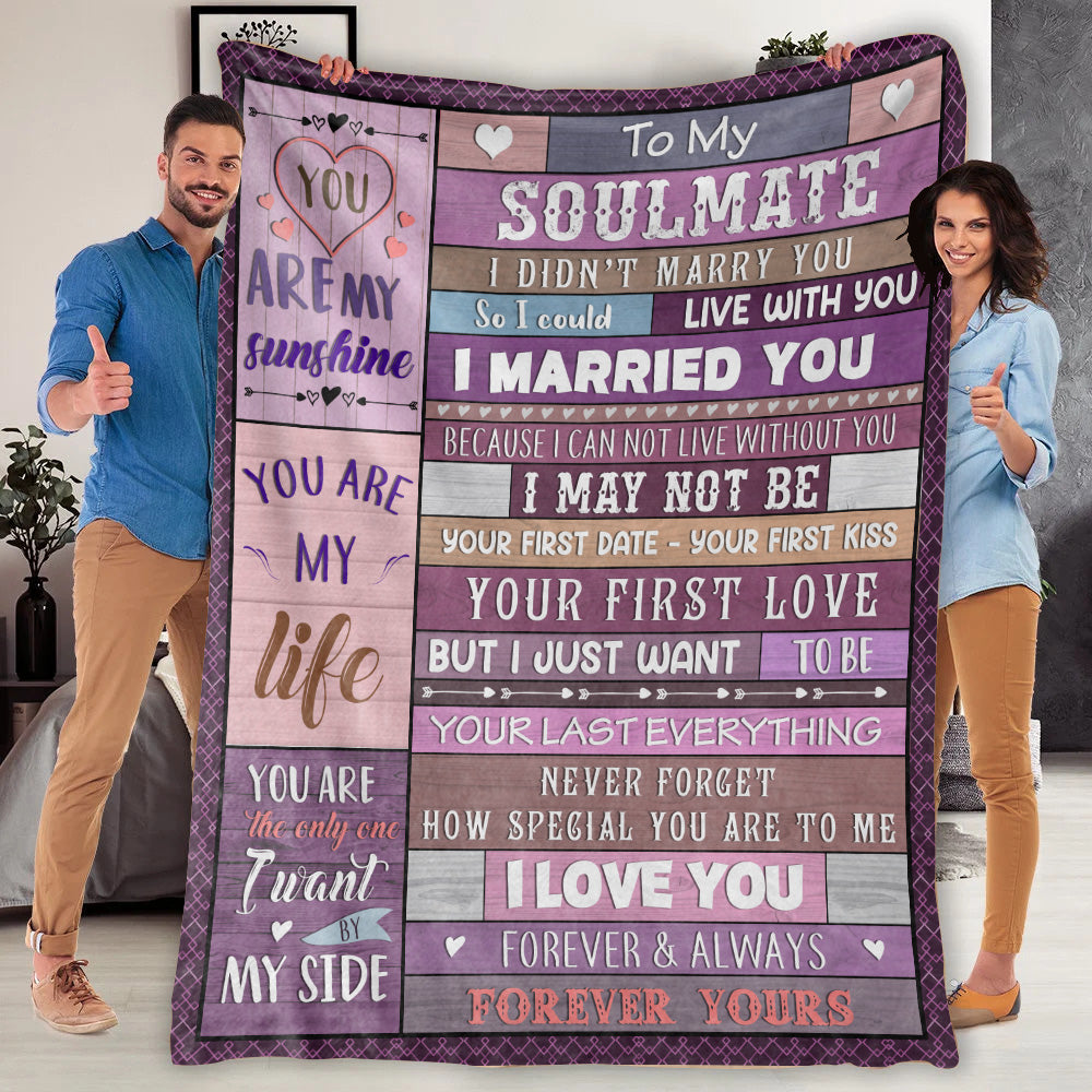 To My Soulmate/Soulmate Gift-Purple Collage: Premium Mink Sherpa Blanket 50x60