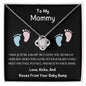 To My Mommy Love Knot Necklace (Pink and Blue Feet)