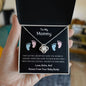 To My Mommy Love Knot Necklace (Pink and Blue Feet)