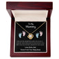 To My Mommy Love Knot Necklace (Pink and Blue Feet)
