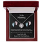 To My Mommy Love Knot Necklace (Pink and Blue Feet)