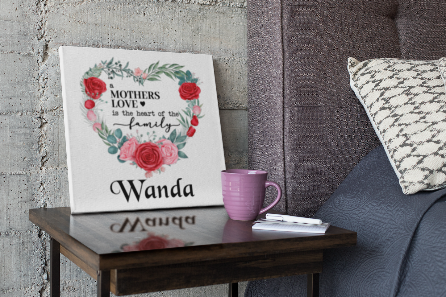 Mothers Love Square Canvas .75in Frame (Red Floral)