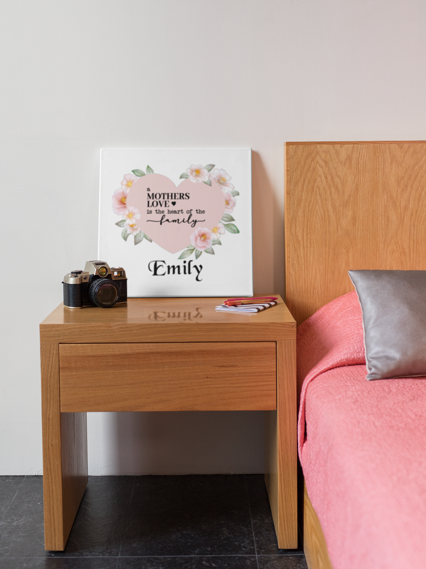 Mother Love Square Canvas .75in Frame (Pink Floral)
