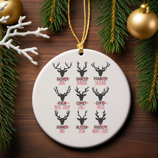 Santa's Reindeer Cuts of Meat Ornament| Gift For Hunters