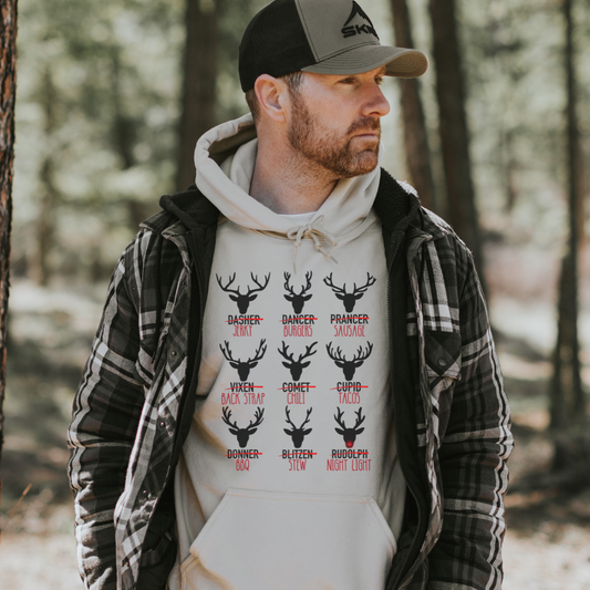 Santa's Reindeer Cuts of Meat Hoodie| Gift For Hunter