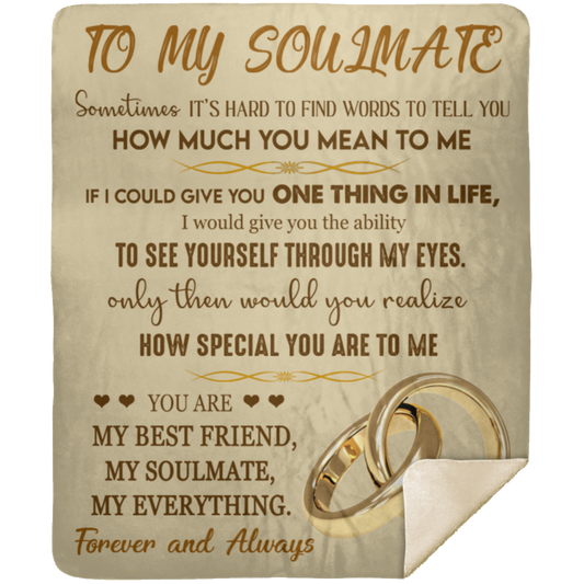 To My Soulmate/Soulmate Gift-Gold Rings: Premium Mink Sherpa Blanket 50x60