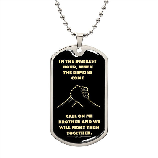 Brother Darkest Hour Black and Light Gold  Dog Tag