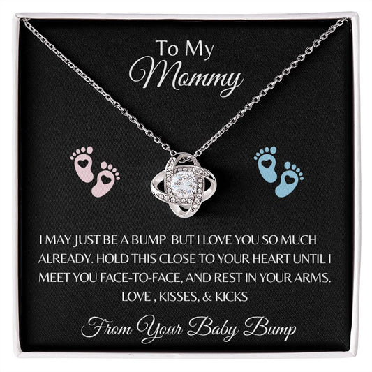 To My Mommy Love Knot (Pink & Blue Feet)/Mother To Be Necklace